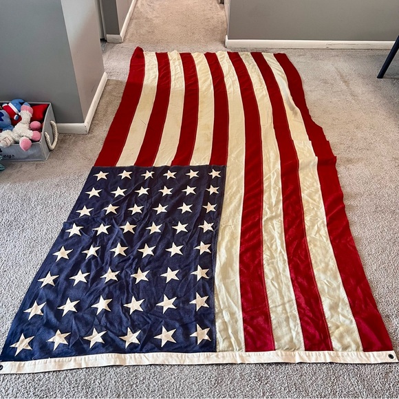 Other - VTG XL 48 Stars American Flag Hand Stitched Stars Cotton 113.5x53.5”